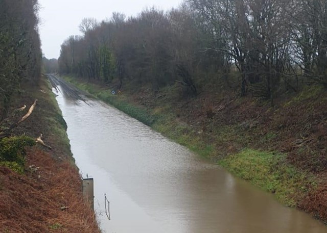 Flooding at Sway means reduced services between Winchester and London Waterloo on Monday 17 February: Sway flooding 16022020 1