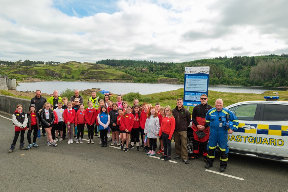 Councillor Drew Filson joins the water safety course at Loch Doon with New Cumnock PS