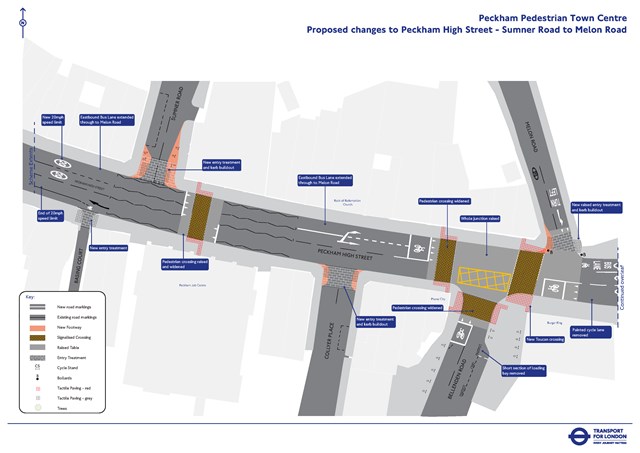 TfL Image - Proposed changes to Peckham High Street - Sumner Road to Melon Road