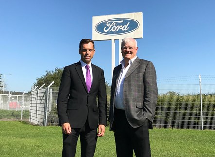 Economy Minister Ken Skates with Ford Taskforce Chair Professor Richard Parry-Jones CBE