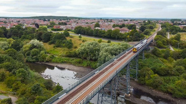 First trains travel on proposed Northumberland Line route: Bedlington Railway Bridge