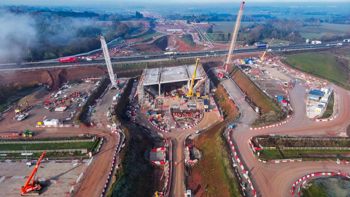 Giant HS2 box structure under A46 approaches final phase of construction: A46 Kenilworth Bypass box structure-5