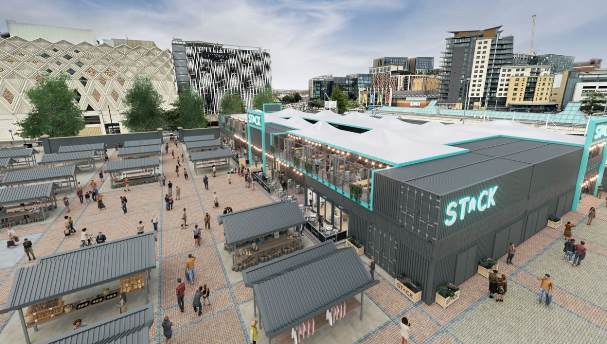 Market CGI: A computer-generated image showing how the new food village planned for Leeds Kirkgate Market could look.