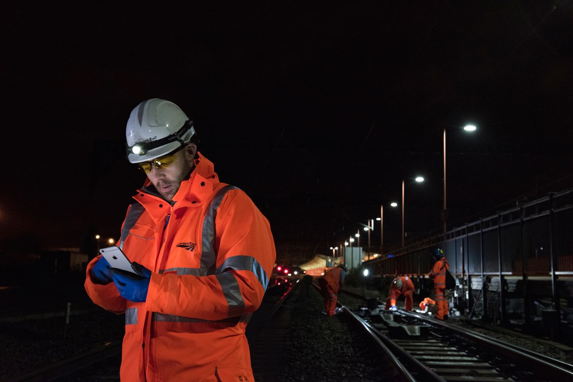 Network Rail track team using iPhone