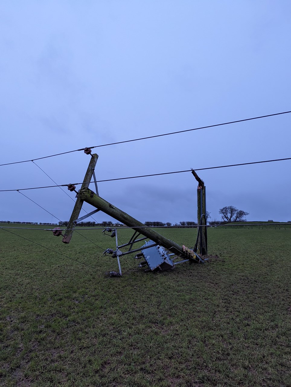 Pole damage Southwaite, Cumbria 2: Pole damage Southwaite, Cumbria 2