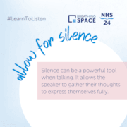 Breathing Space - Learn to listen social image carousel - 8 silence: Breathing Space - Learn to listen social image carousel - 8 silence