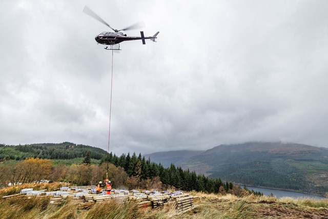 Air-drop is key to efficient fencing renewal on West Highland line: Scotland's Railway - Glen Douglas Helicopter-8