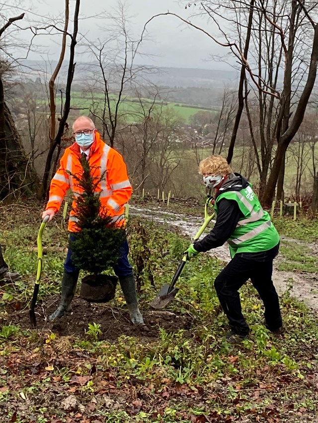 Andrew Haines and Sara Lom, South Harting planting 3 December 2020