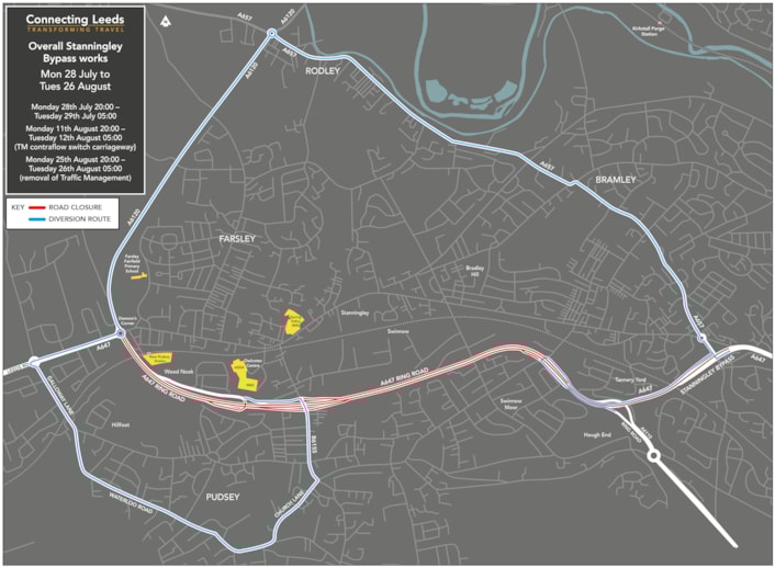 Stanningley diversion map 2025: Stanningley diversion map 2025