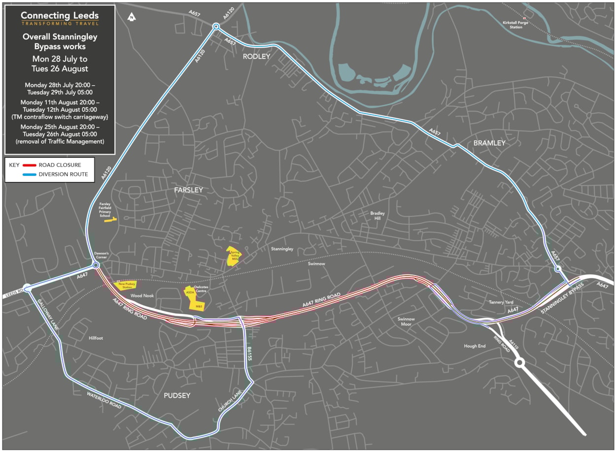 Stanningley diversion map 2025