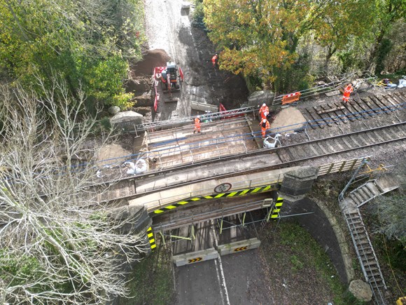 Engineers repairing Fosters Bridge in Ketton - taken 18 November 2022