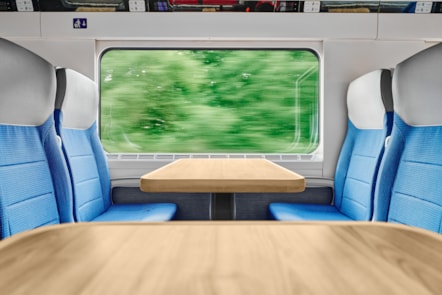Standard class seats with table