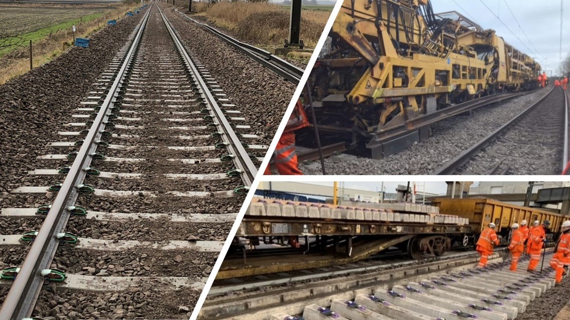 More than 30 miles of track renewals improve reliability of Anglia’s rail network: Track renewals comp Anglia