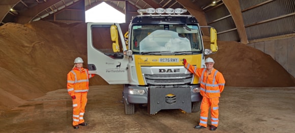 Hertfordshire’s winter service launches to keep roads safe: Gritter in a salt barn