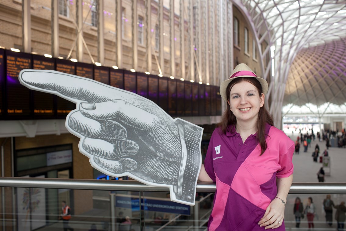 TRAVEL CHAMPIONS WILL HELP YOU GET TO THE GAMES: Travel Champion Katharine Sherval at King's Cross station