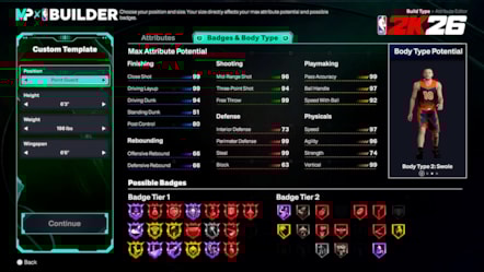 NBA 2K26 MyPLAYER Body Types