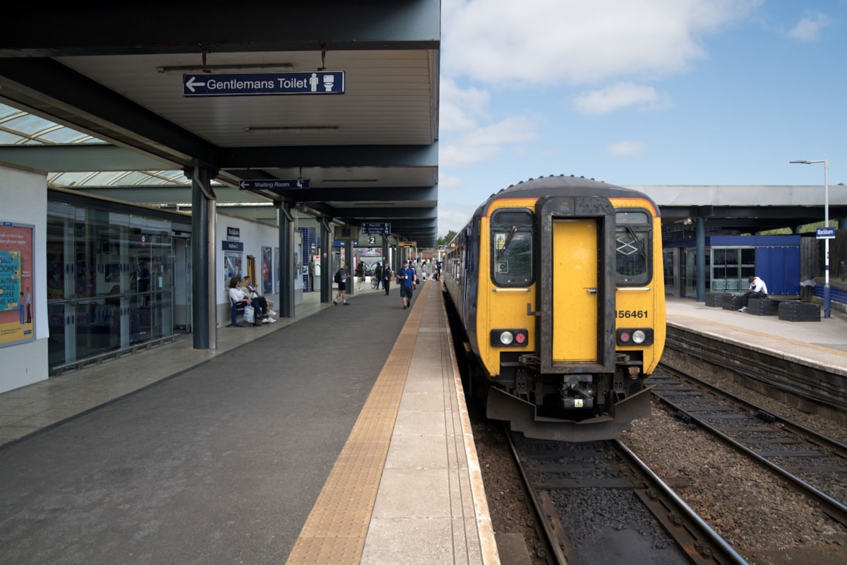 Image shows a Northern train at Blackburn station