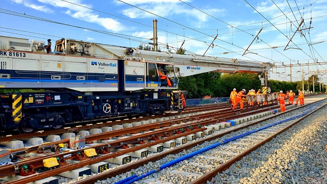 Passengers reminded to check before they travel over the August bank holiday weekend: Track being position during Acton Grange upgrade