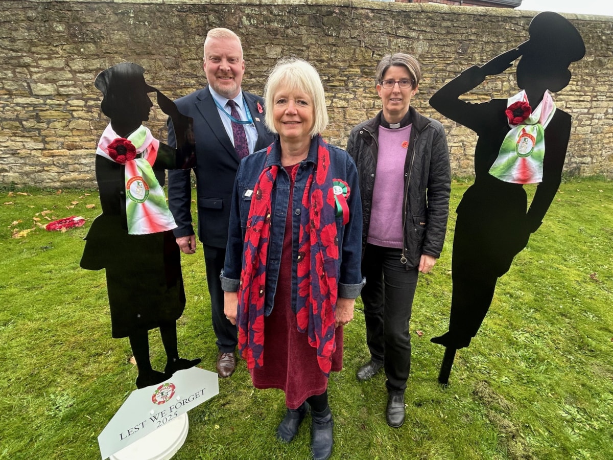 Cllr Damian Corfield, Sedgley Townguild member Karen Moore and Rev Cooksey