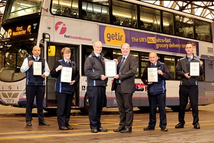 Glen Ramsbottom (centre) with Adrian Worsfold and (rear from left) Idris Mohammed, Louise Gill, John Heap and Scott Mackenzie 1