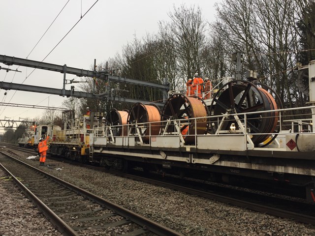 Wiring train on the Great Eastern Mainline Anglia