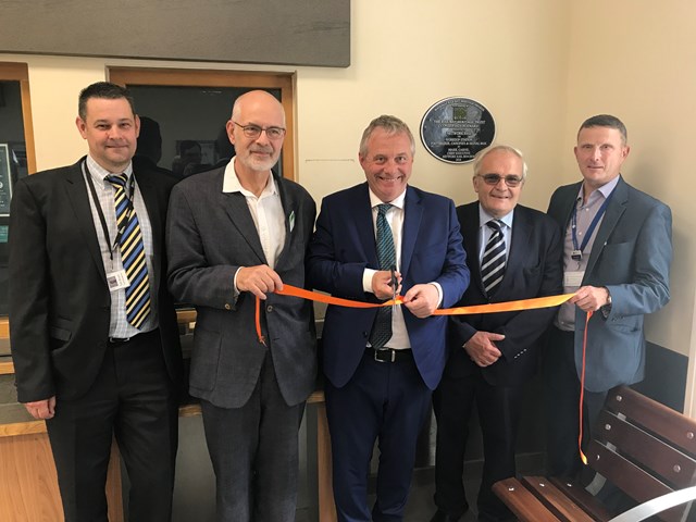 Celebrations as £1.1million improvement work at Worksop station receives national award: L2R Tim Brunt, Senior Asset Engineer, Network Rail Andy Savage, Exec Director, Railway Heritage Trust John Mann, MP for Bassetlaw Theo Steel, Trustee and Chairman Designate, NRHA Dean Howard, Station Manager, Northern