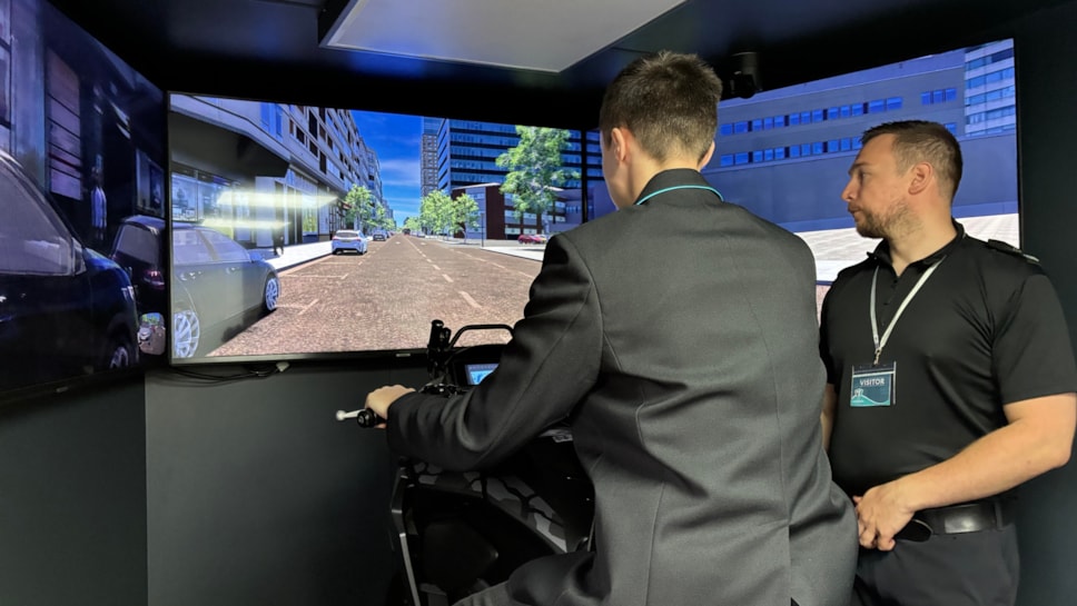 24-09-26 Sixth Formers at Tonyrefail Community School using motorbike simulator