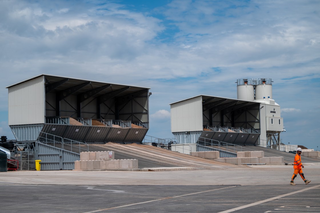 Kingsbury Precast Viaduct site in Warwickshire material hoppers