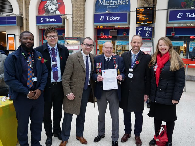Charing Cross station team celebrates poppy seller Brian Coombs’ 30th year supporting Royal British Legion: P1022826