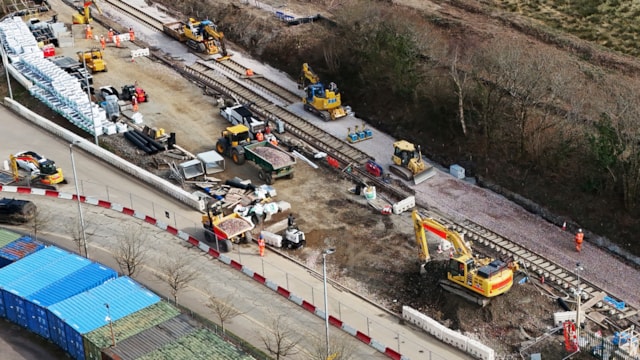 Trains in Devon running again after successful engineering work: Okehampton aerial view 2025