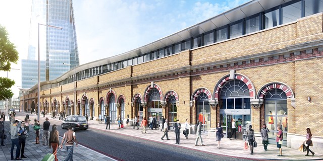 NEW - St Thomas St facade CGI, London Bridge: Artist's impression of the new London Bridge station facade on St Thomas Street, part of the Thameslink Programme