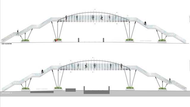 New designs of the Brayford Wharf footbridge in Lincoln