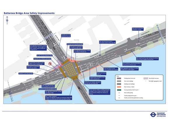 TfL Press Release - TfL sets out plans for next phase of work to make the Battersea Bridge area safer for people walking and cycling: Battersea Bridge - proposed changes at northern end-2