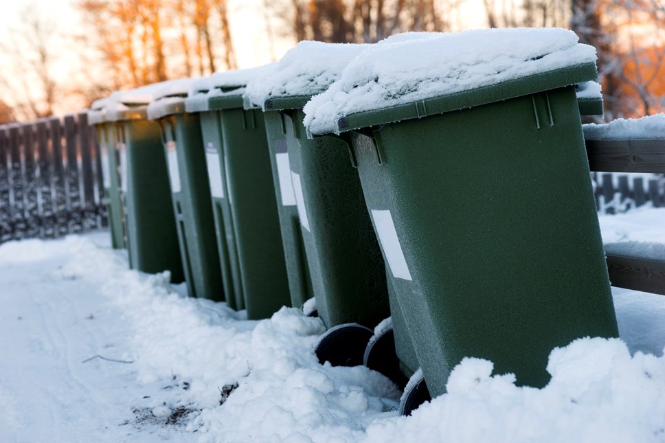 snow covered bins
