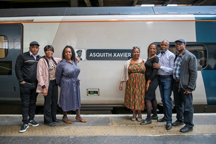Asquith Xavier's family by the train