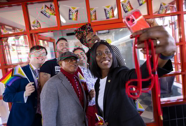 Vauxhall selfie (L to R) Joe Silke, Kristian Jackson, Cllr Donatus Anyanwu, Alan Palmer, Son Of A Tutu and Florence Eshalomi MP