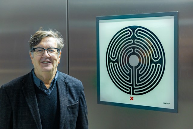TfL Image - Artist Mark Wallinger and the new Labyrinth artwork at Battersea Power Station Tube station