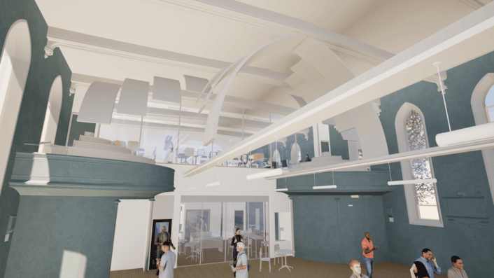 Heart of Holbeck 7: A computer-generated image showing how St Matthew's Community Centre in Holbeck could look following a proposed renovation scheme. Subject to planning approval, the renovation will be carried out as part of the Heart of Holbeck regeneration programme.