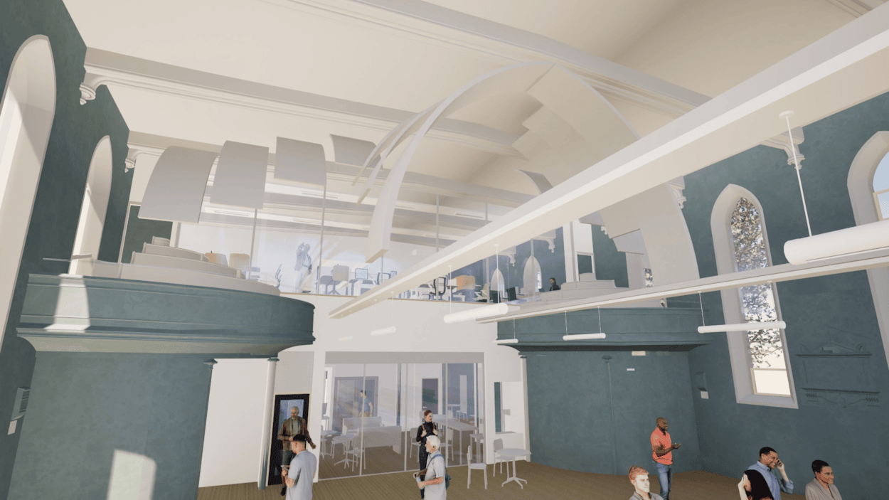 Heart of Holbeck 7: A computer-generated image showing how St Matthew's Community Centre in Holbeck could look following a proposed renovation scheme. Subject to planning approval, the renovation will be carried out as part of the Heart of Holbeck regeneration programme.