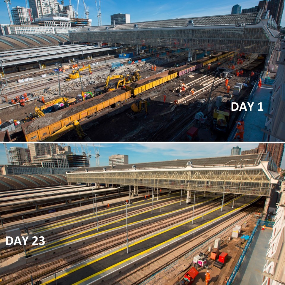 TIMELAPSE: Network Rail thanks passengers as it completes Waterloo Upgrade: London Waterloo - Day 1 v Day 23