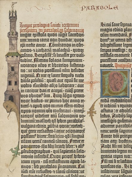 From the National Library of Scotland’s copy of the Gutenberg Bible: the first page of Volume 2 with the beginning of the Old Testament Book of Proverbs