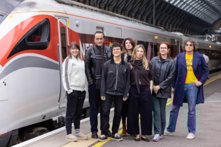 Mercury Prize judges and crew by LNER Azuma 'Mercury Prize Express'