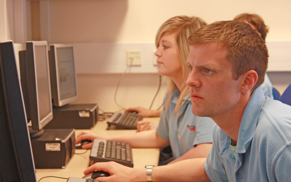 Network Rail apprentices in the computer room: Network Rail apprentices in the computer room
