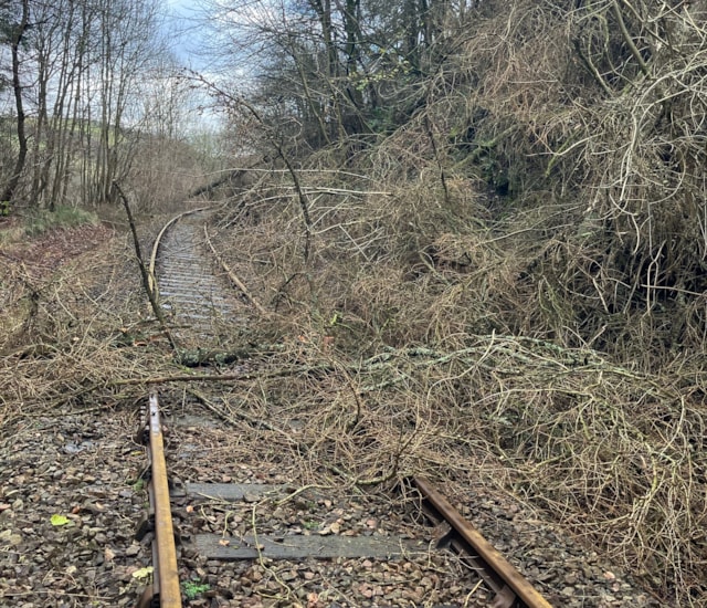 Passengers urged to check before travelling on Friday 24 January as railway prepares for Storm Éowyn: Storm damage on the Heart of Wales line. December 2024-2