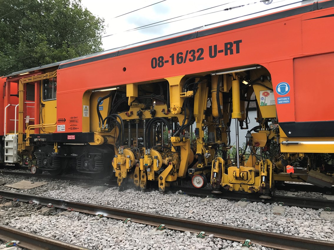 Tamping machine positioning new track on Coventry Corridor