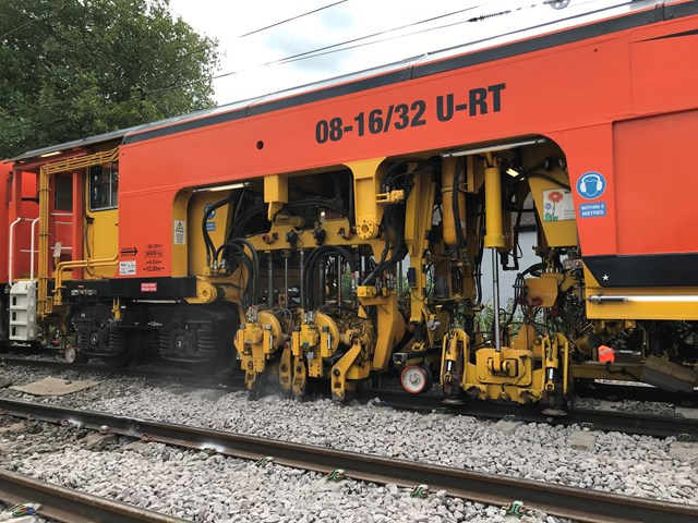 Tamping machine positioning new track on Coventry Corridor