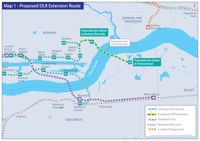 TfL Graphic - Map 1 Proposed DLR extension route