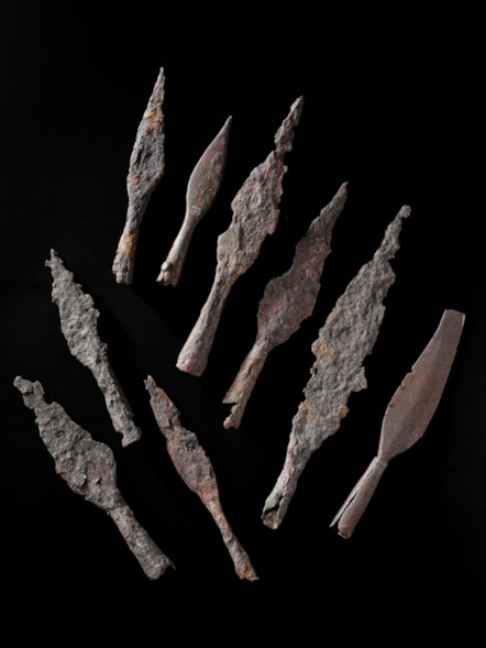 Iron spearheads from the Roman site at Newstead (Trimontium). Image © National Museums Scotland
