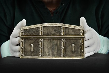 Dr Anna Groundwater Principal Curator at National Museums Scotland with the silver casket believed to have belonged to Mary, Queen of Scots. Photo © Stewart Attwood (6)