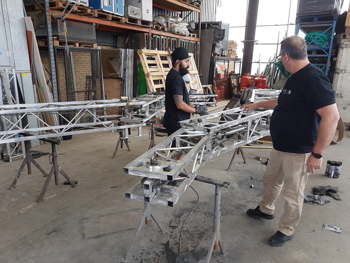 Designers working out a new frame for the bull's body